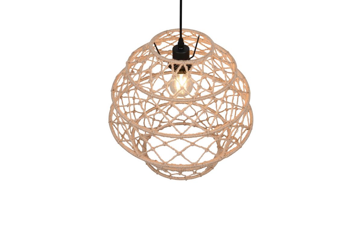 Hängeleuchte Hive Naturfarben Schwarz D: 38,5 cm - Schwarz/Naturfarben, Natur, Textil/Metall (38,5/150cm)