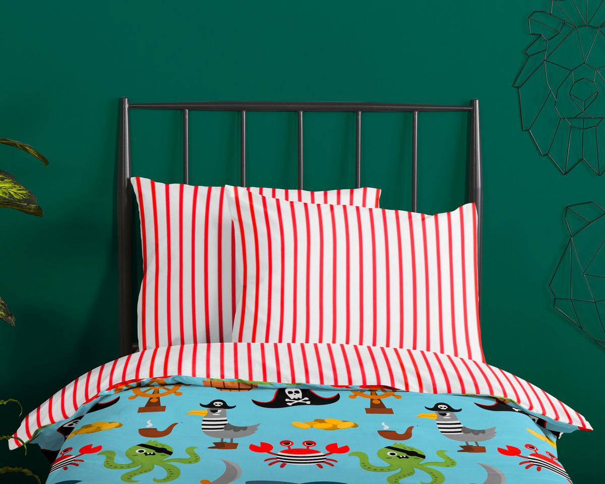 KINDERBETTWÄSCHE CARIBBEAN - Türkis/Rot, Trend, Textil (140/200cm)
