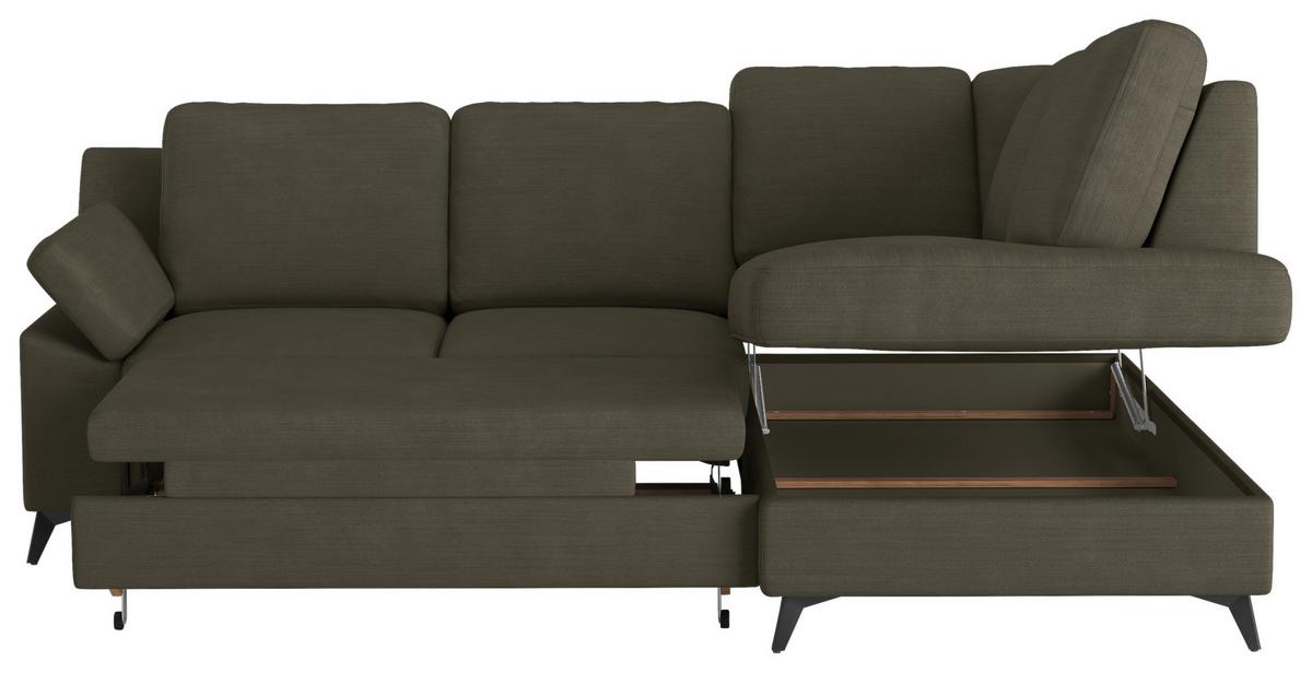 Ecksofa Boom, Dunkelgrün S: 242x170 Cm - Dunkelgrün/Schwarz, KONVENTIONELL, Textil (242/170cm) - Cotta