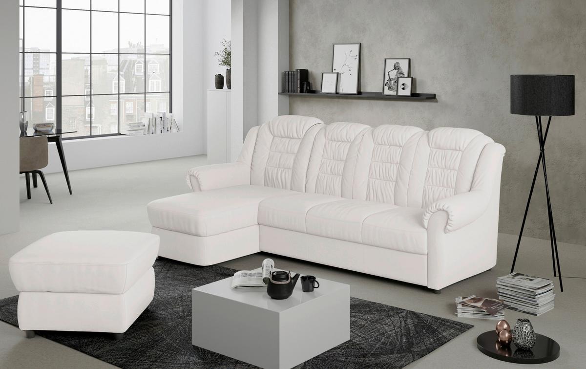 Ecksofa Boston Weiß Lederlook - Schwarz/Weiß, KONVENTIONELL, Textil (165/262cm) - Livetastic