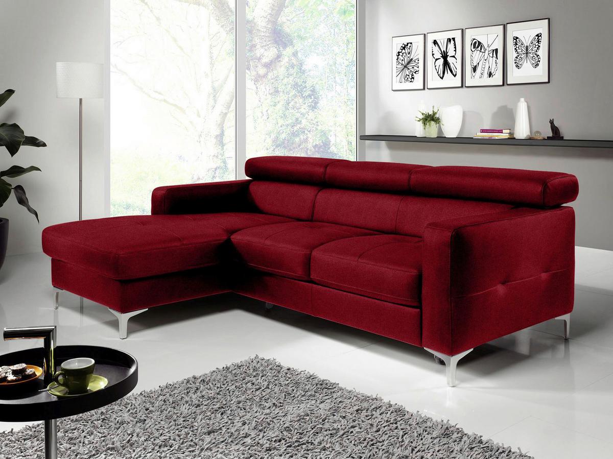 Ecksofa Sammy Dunkelrot - Chromfarben/Dunkelrot, Design, Textil (169/226cm) - Livetastic