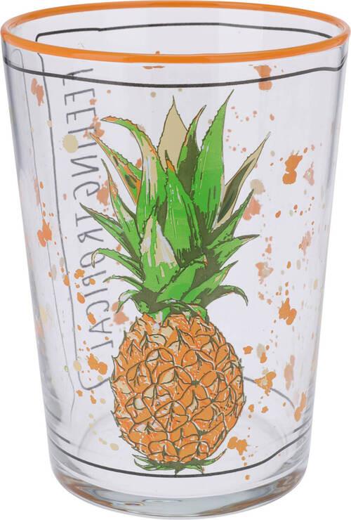 Pohár Kb. 510ml - sárga/piros, Üveg (8,8/12cm)