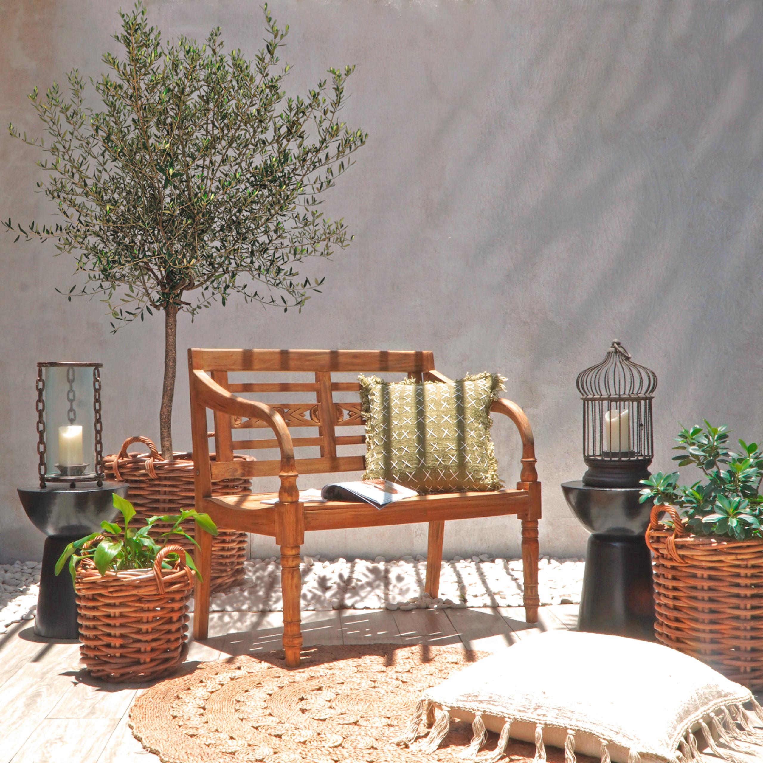 Gartenbank Echtholz Mahagoni 2-Sitzer Moyo - Basics, Holz (100/90/52cm) - Gardenson