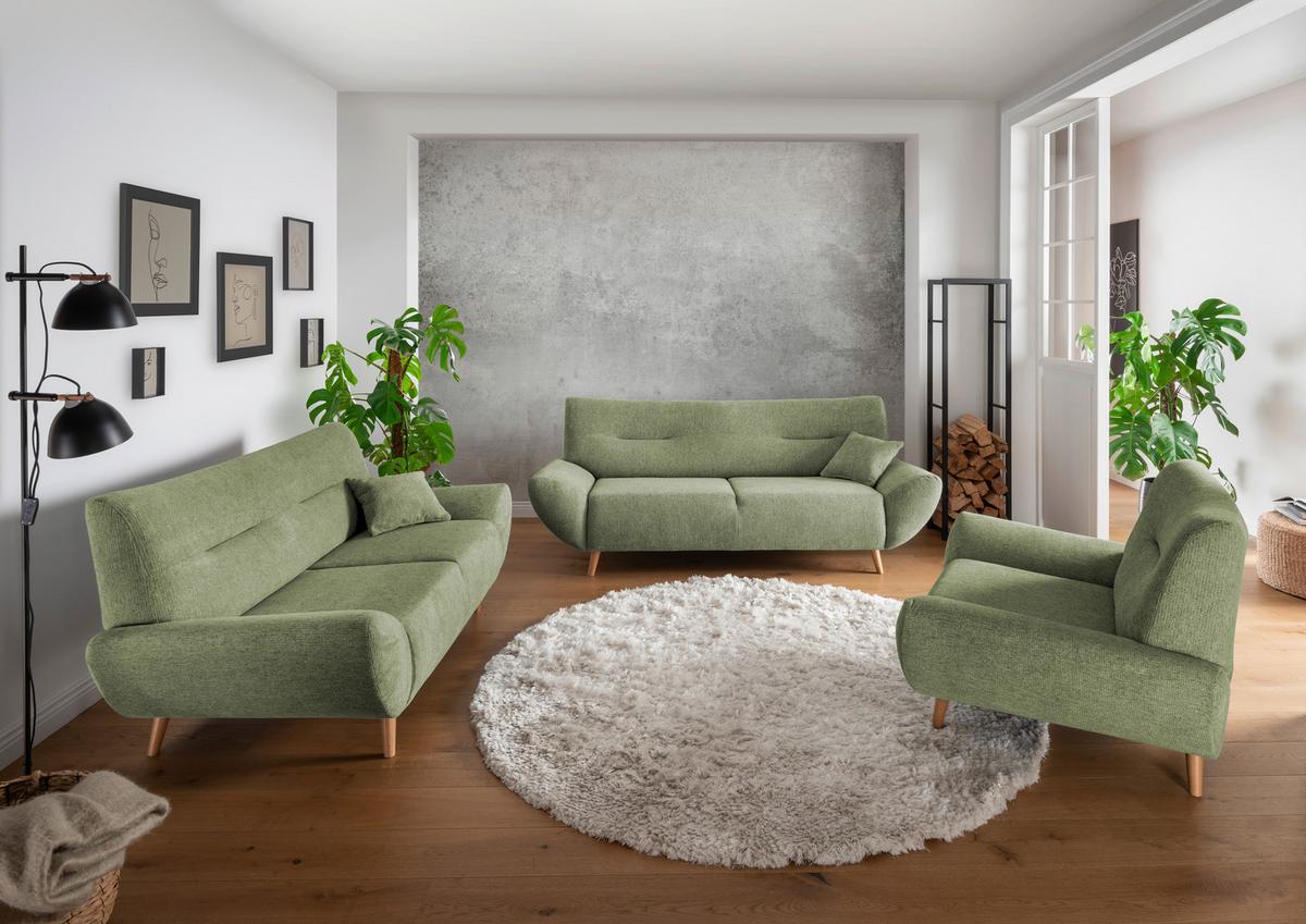 2-Sitzer-Sofa Drago Grün - Wildeiche/Grün, MODERN, Holz/Textil (173/81/90cm) - MID.YOU