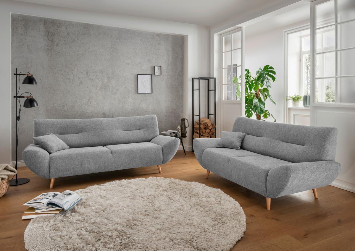 3-Sitzer-Sofa Drago Silberfarben S: 205/90 cm - Wildeiche/Silberfarben, MODERN, Holz/Textil (205/81/90cm) - MID.YOU