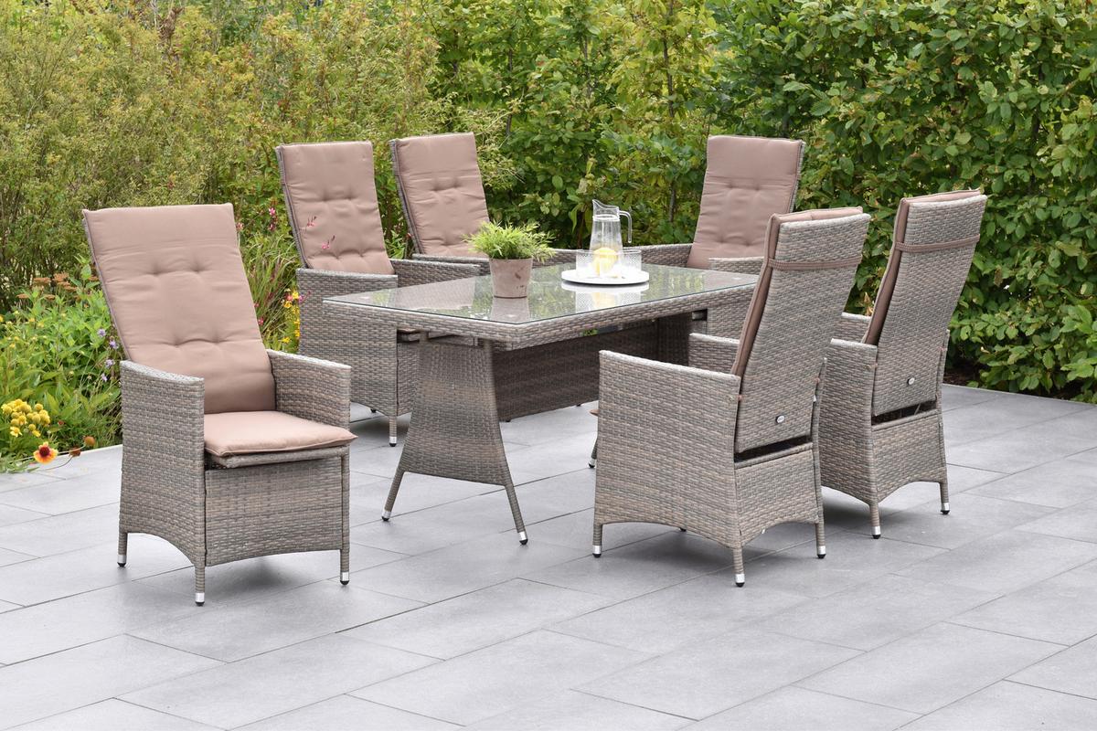 Gartenset Valencia - Beige/Grau, MODERN, Kunststoff/Textil (180/147/183cm) - Gardenson