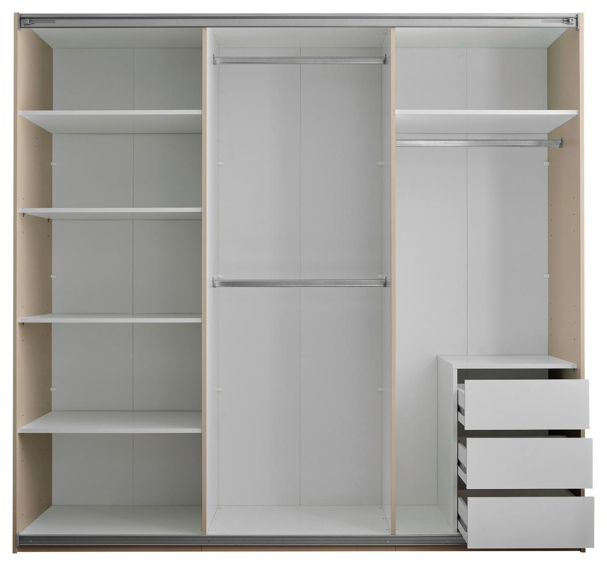 Schwebetürenschrank Mit Spiegel 215cm Tessona Kaschmir - Kaschmir/Eichefarben, Trend, Glas/Holzwerkstoff (215/204/63cm)