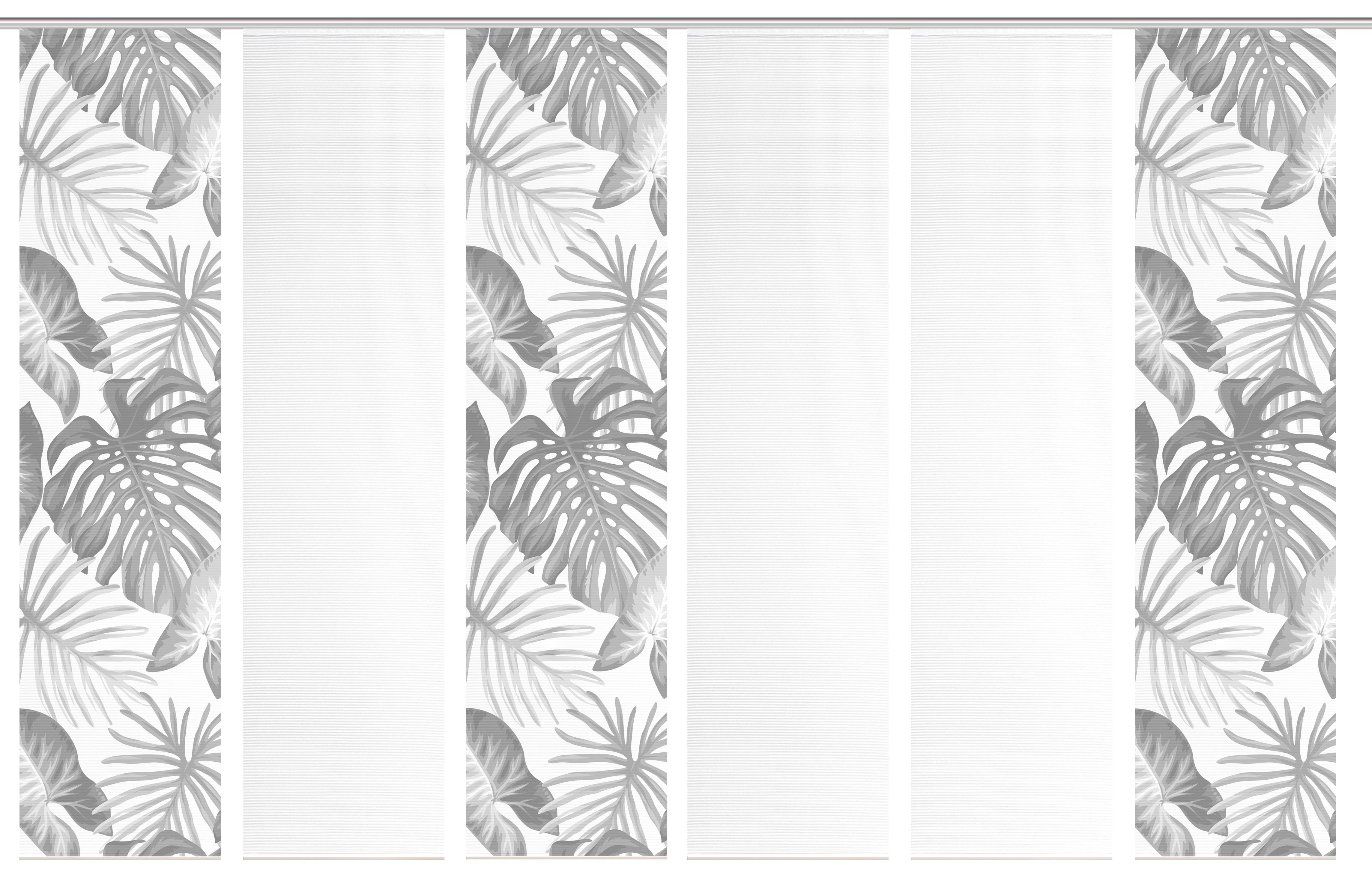 Flächenvorhang Sanja 6er Set - Grau Hochglanz/Weiß, Natur, Textil (60/260cm)