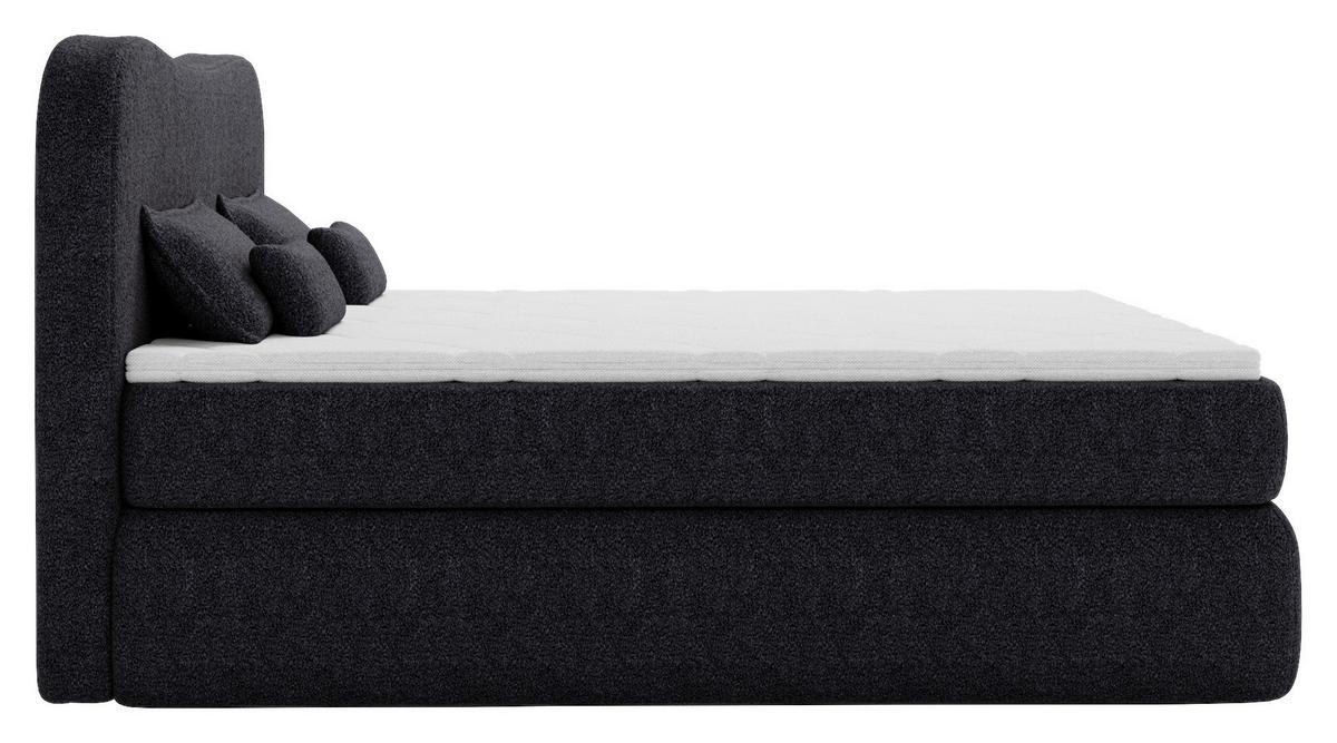 Boxspringbett mit Topper 180x200 Isla - Buchefarben/Schwarz, Basics, Holz/Holzwerkstoff (180/200cm) - Livetastic