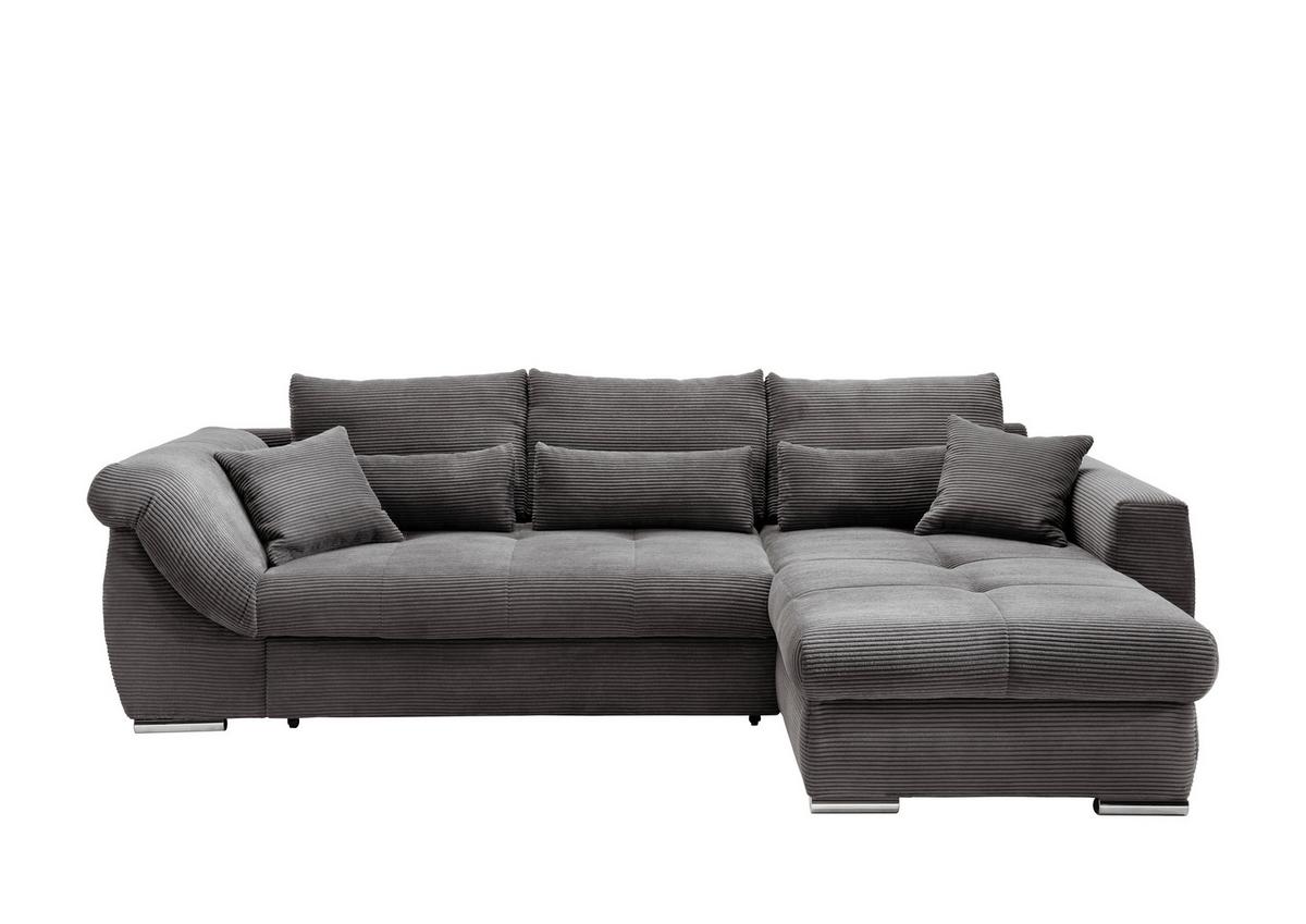 Ecksofa Federico Grau S: 302/188 Cm - Chromfarben/Grau, MODERN, Holz/Textil (302/188cm) - MID.YOU