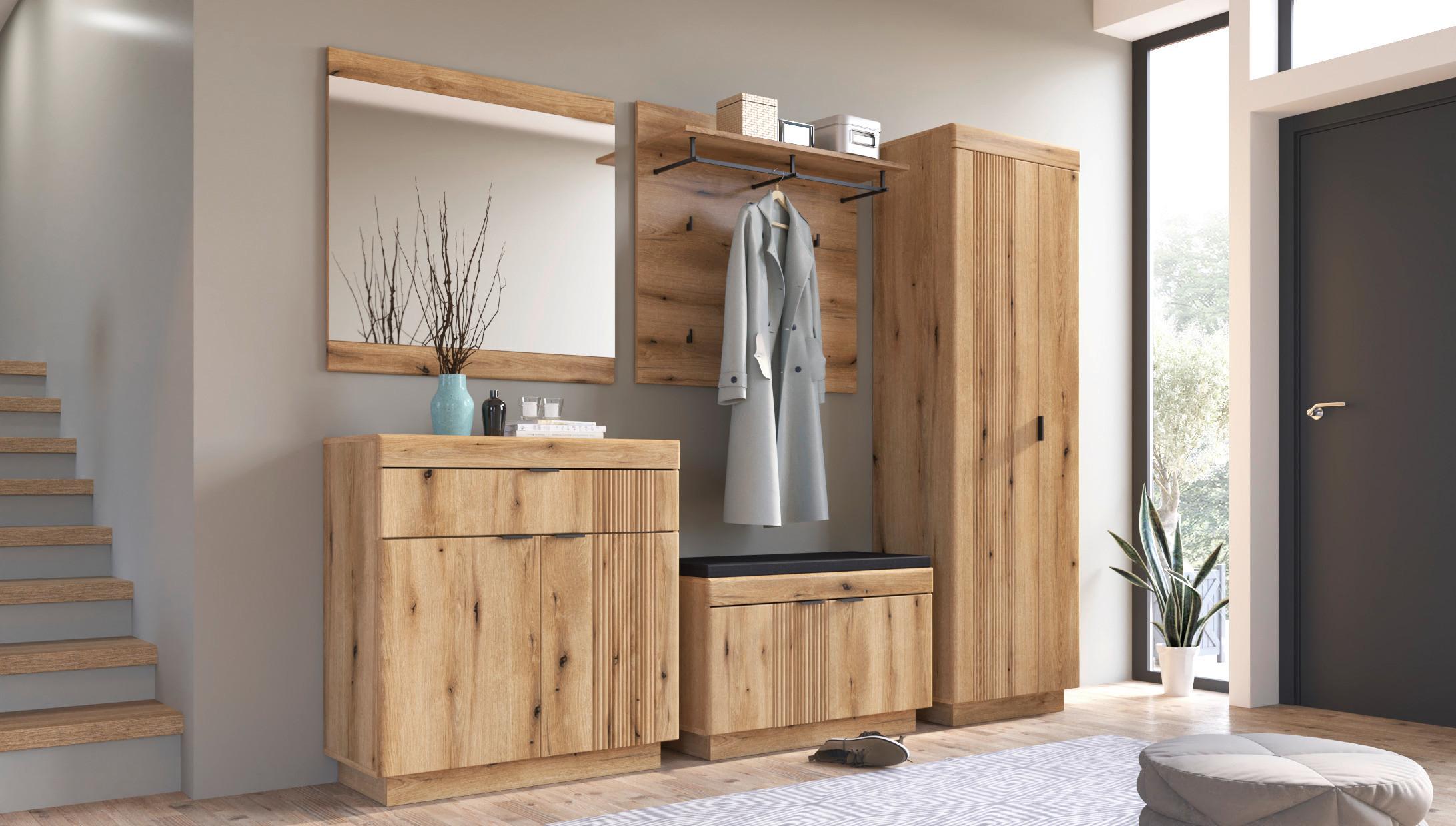 Garderobe Delamar Eichefarben Dekor B: 239 cm - Eichefarben, Trend, Holzwerkstoff (239/197,8/39,6cm)