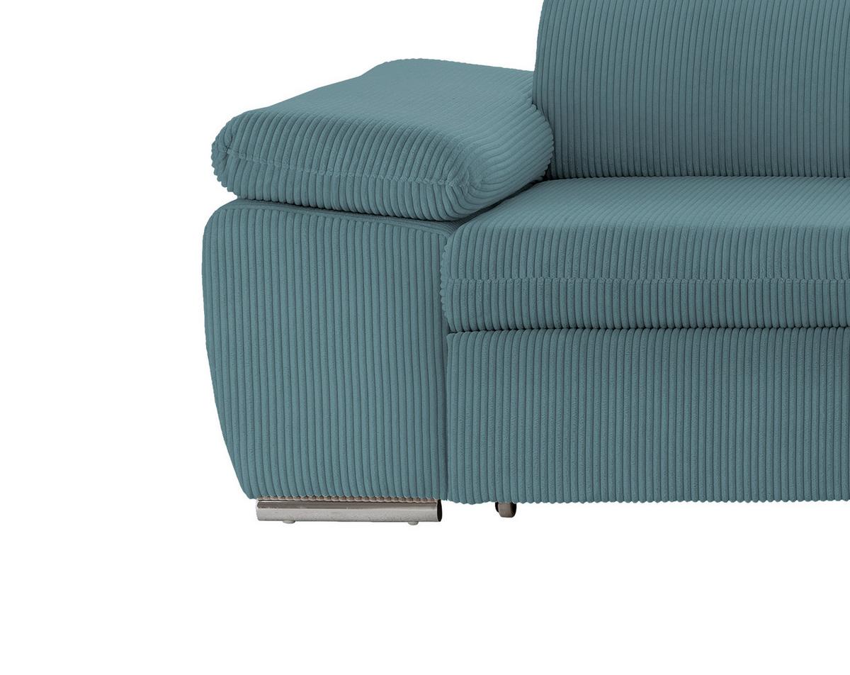 Ecksofa Vasto Petrol S: 283x228 cm - Chromfarben/Petrol, Design, Textil (283/228cm) - Livetastic