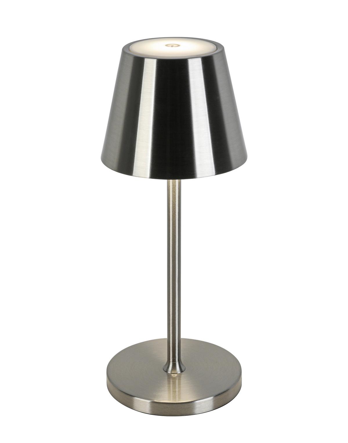 NABÍJATEĽNÁ STOLNÁ LAMPA MUSI - biela/niklová, Modern, kov/plast (12/30cm) - Mömax