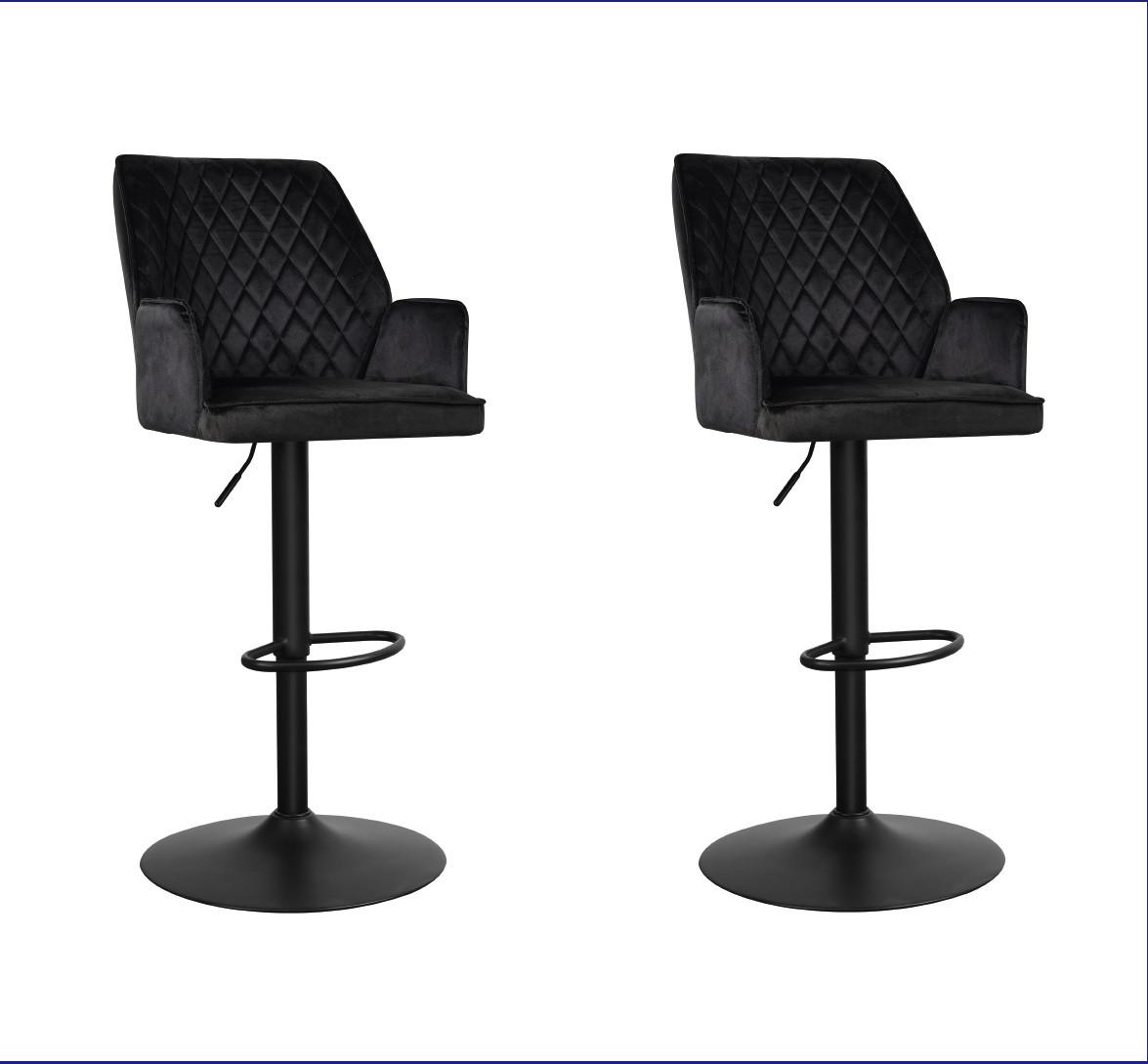 Barhocker-Set Donny Schwarz B: 54 cm - Schwarz, MODERN, Textil/Metall (54/100/58cm) - MID.YOU