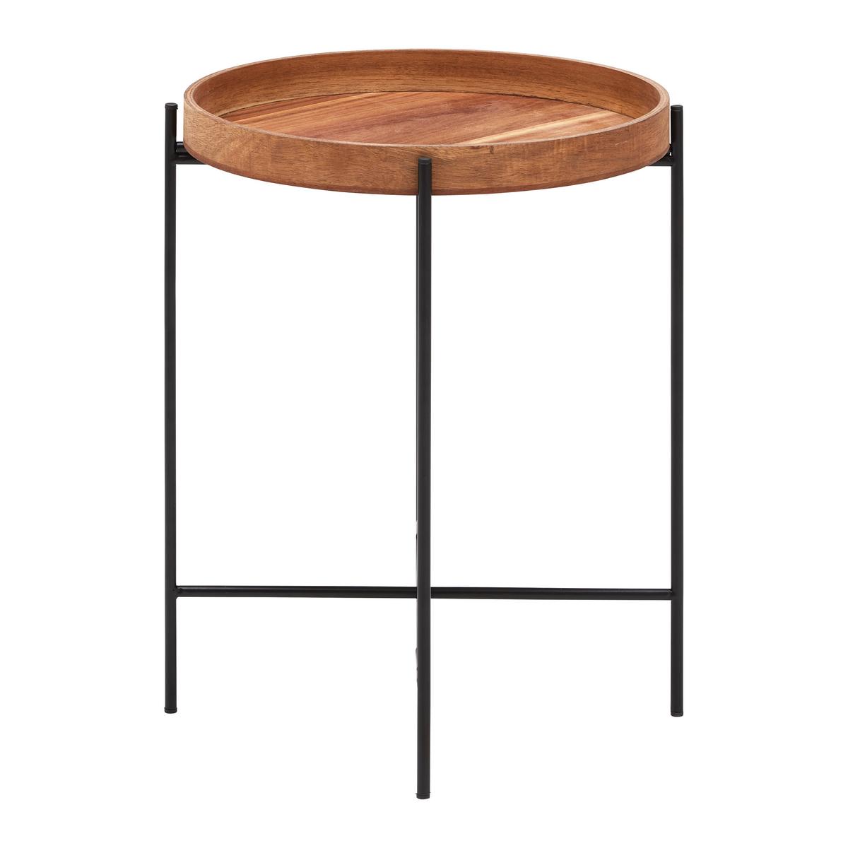 PRÍRUČNÝ STOLÍK CUBA*CENOVÝ TRHÁK* - čierna/farba akácie, Modern, kov/drevo (40/49cm) - Based