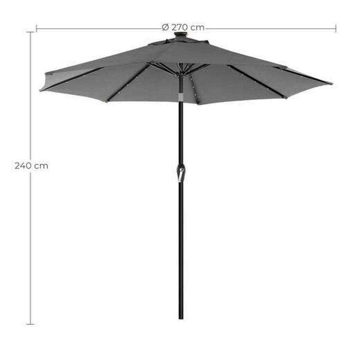 LED-Sonnenschirm Grau Schwarz BxL: 270x270 cm - Schwarz/Grau, Basics, Textil/Metall (270/270cm) - Modante