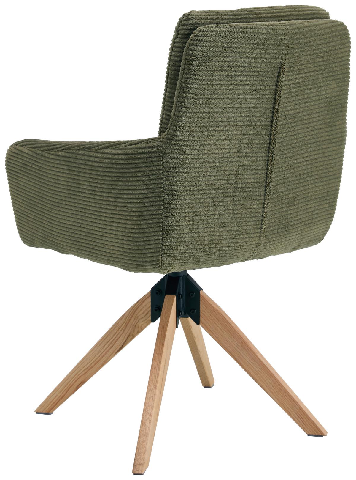 Armlehnstuhl Matti Grün, Sitzfläche 360° Drehbar - Naturfarben/Grün, KONVENTIONELL, Holz/Textil (60/93/65,5cm) - Livetastic