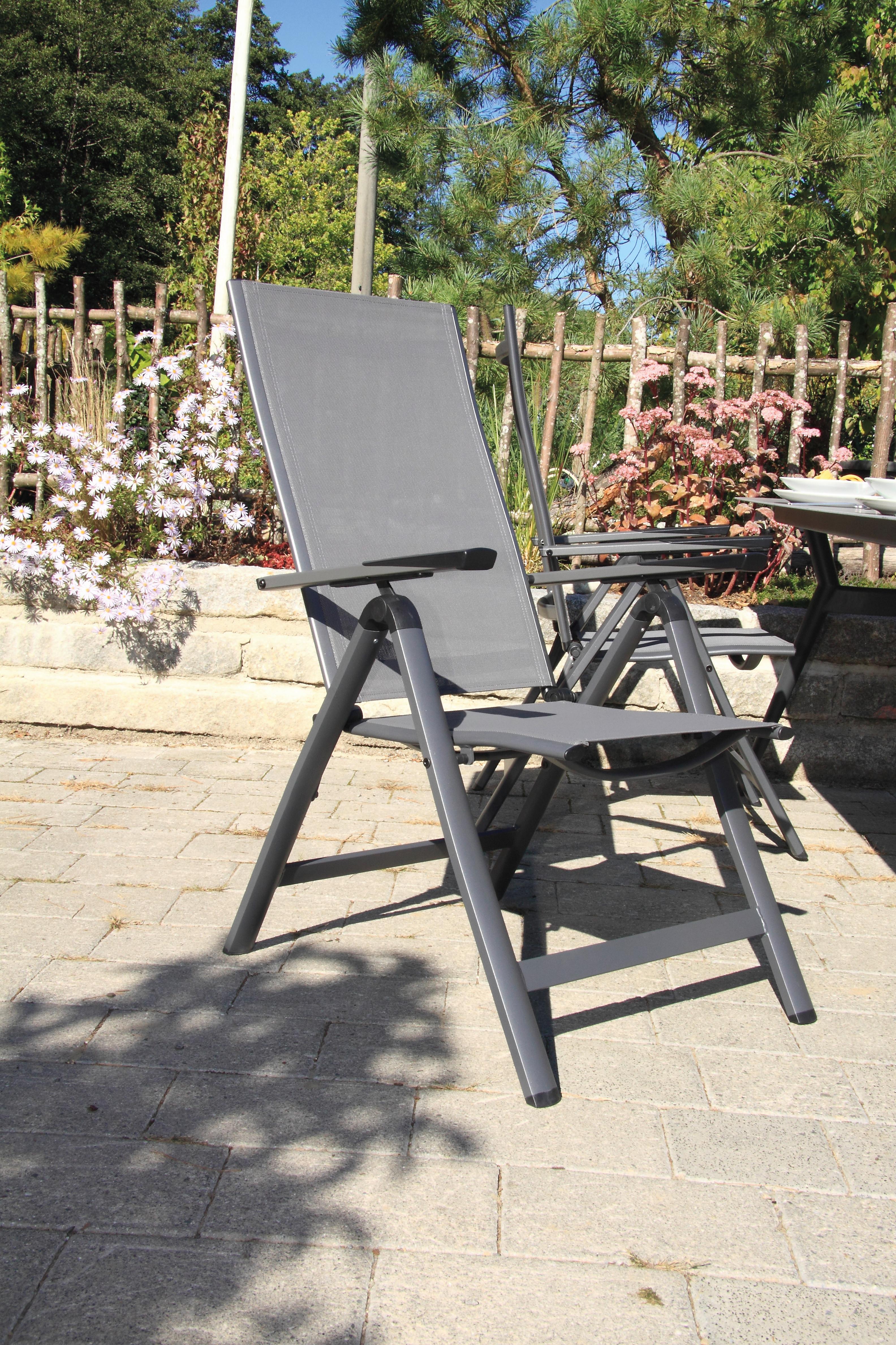 Gartensessel Klappbar Acamp Spring Metall/Textil - Anthrazit/Schwarz, Basics, Textil/Metall (59/110/70cm) - Acamp
