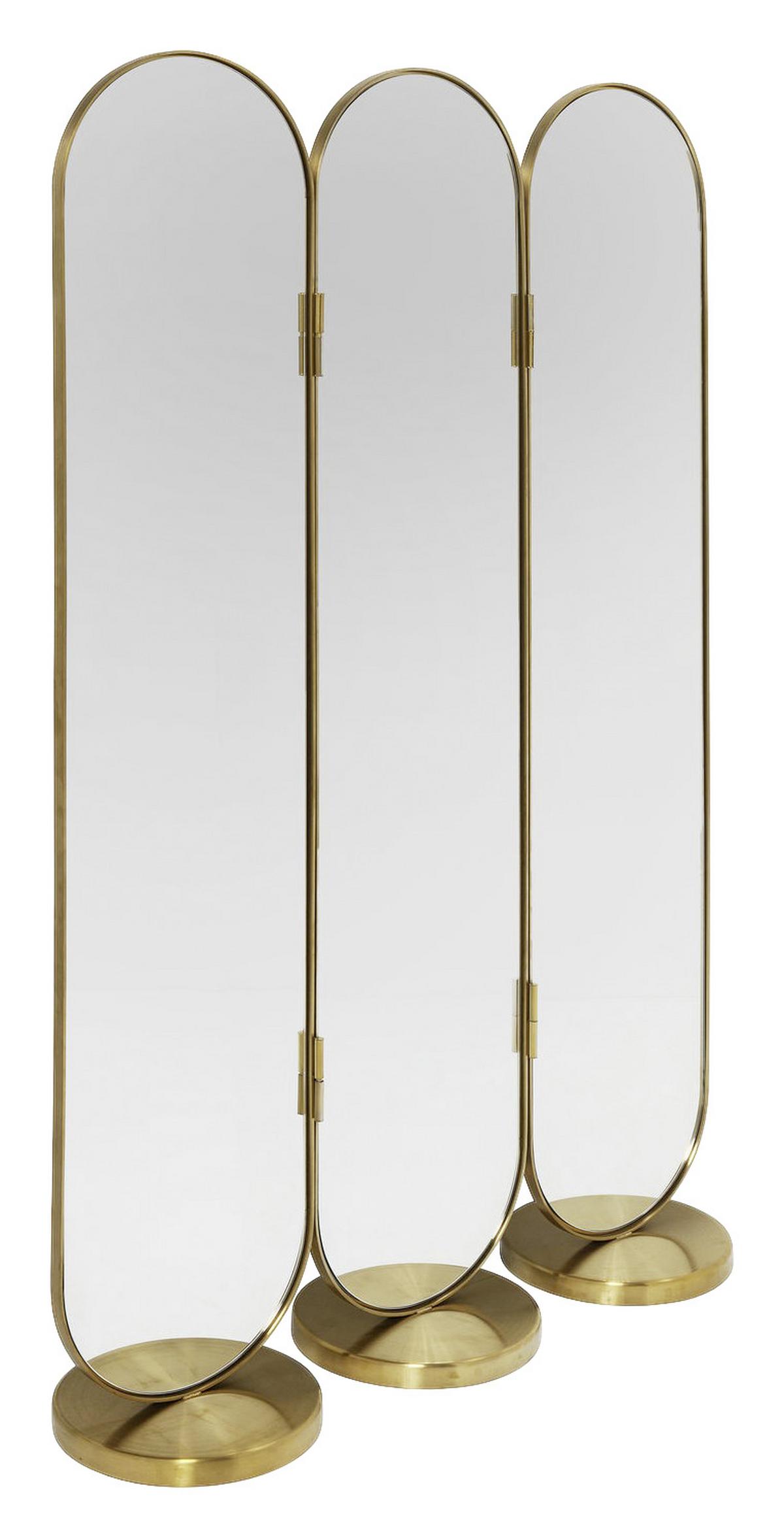 Paravent Curve / Swing -Trend- - Goldfarben, Trend, Glas/Metall (106/166/31cm) - Kare-Design