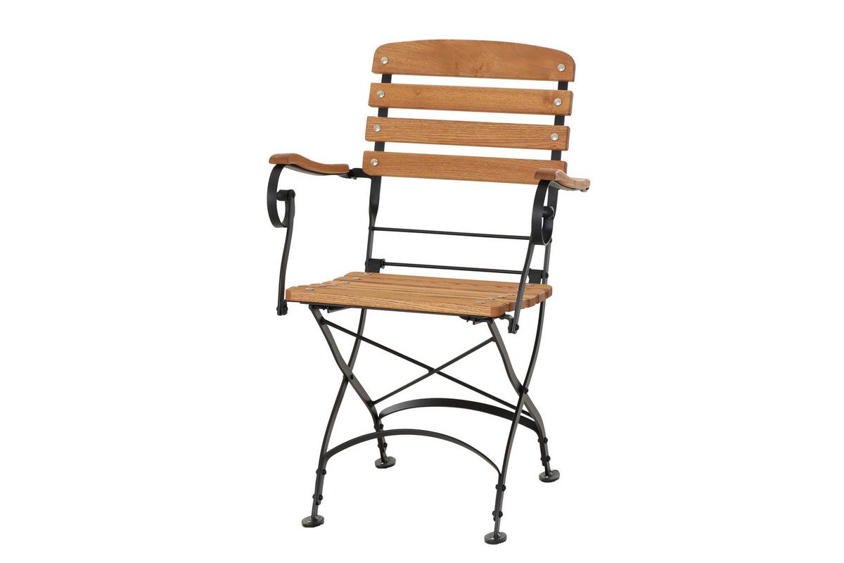 Gartenklappsessel N05790 - Robinienfarben/Schwarz, KONVENTIONELL, Holz/Metall (60/87/57cm) - Siena Garden