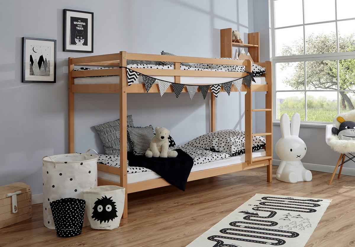 Etagenbett Rene Buche Massiv Mit Leiter - Buchefarben/Naturfarben, MODERN, Holz (90/200cm) - MID.YOU