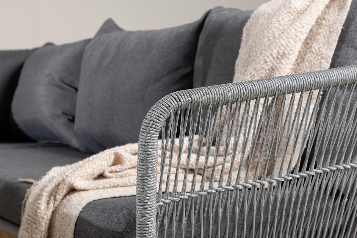 Loungegarnitur Chania - Dunkelgrau/Grau, KONVENTIONELL, Holz/Kunststoff (210/160cm) - Gardenson