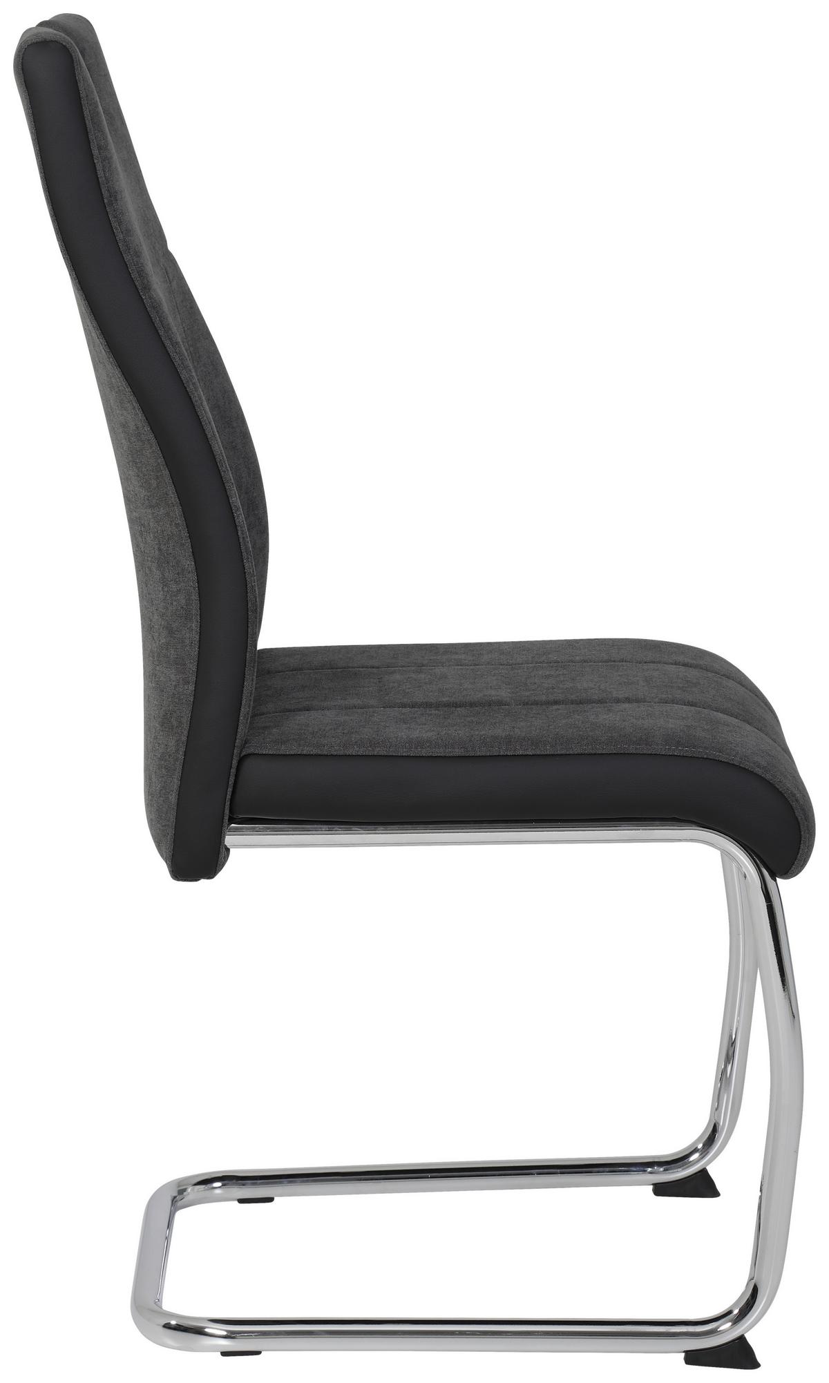 Schwingstuhl Alina S Anthrazit Gepolstert 4er-Set - Chromfarben/Anthrazit, MODERN, Textil/Metall (43/98/59cm) - MID.YOU