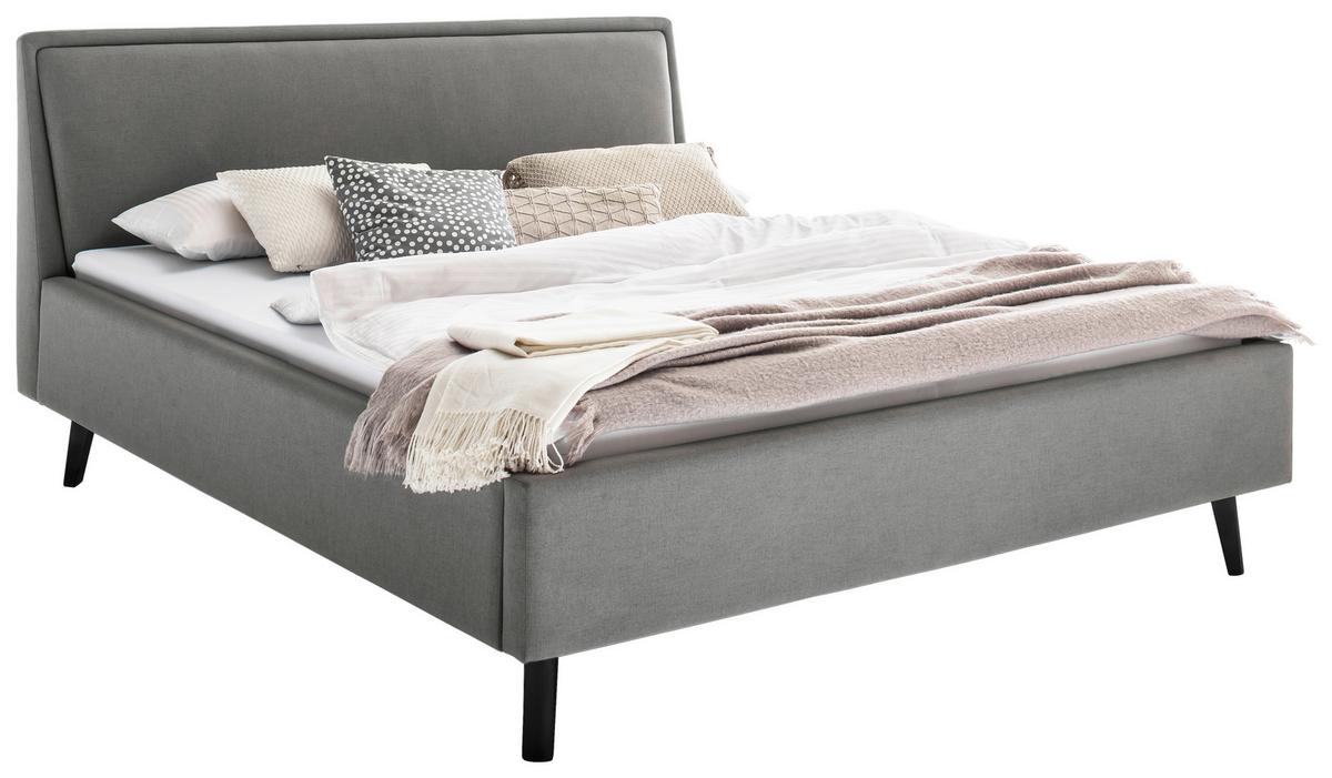 Polsterbett Frieda 180x200cm Hellgrau - Hellgrau/Schwarz, KONVENTIONELL, Textil (180/200cm) - Livetastic