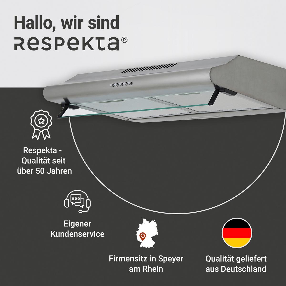 Dunstabzugshaube Tila Edelstahlfarben B: 60 Cm, Led - Edelstahlfarben, Trend, Glas/Metall (60/13/50cm) - Respekta