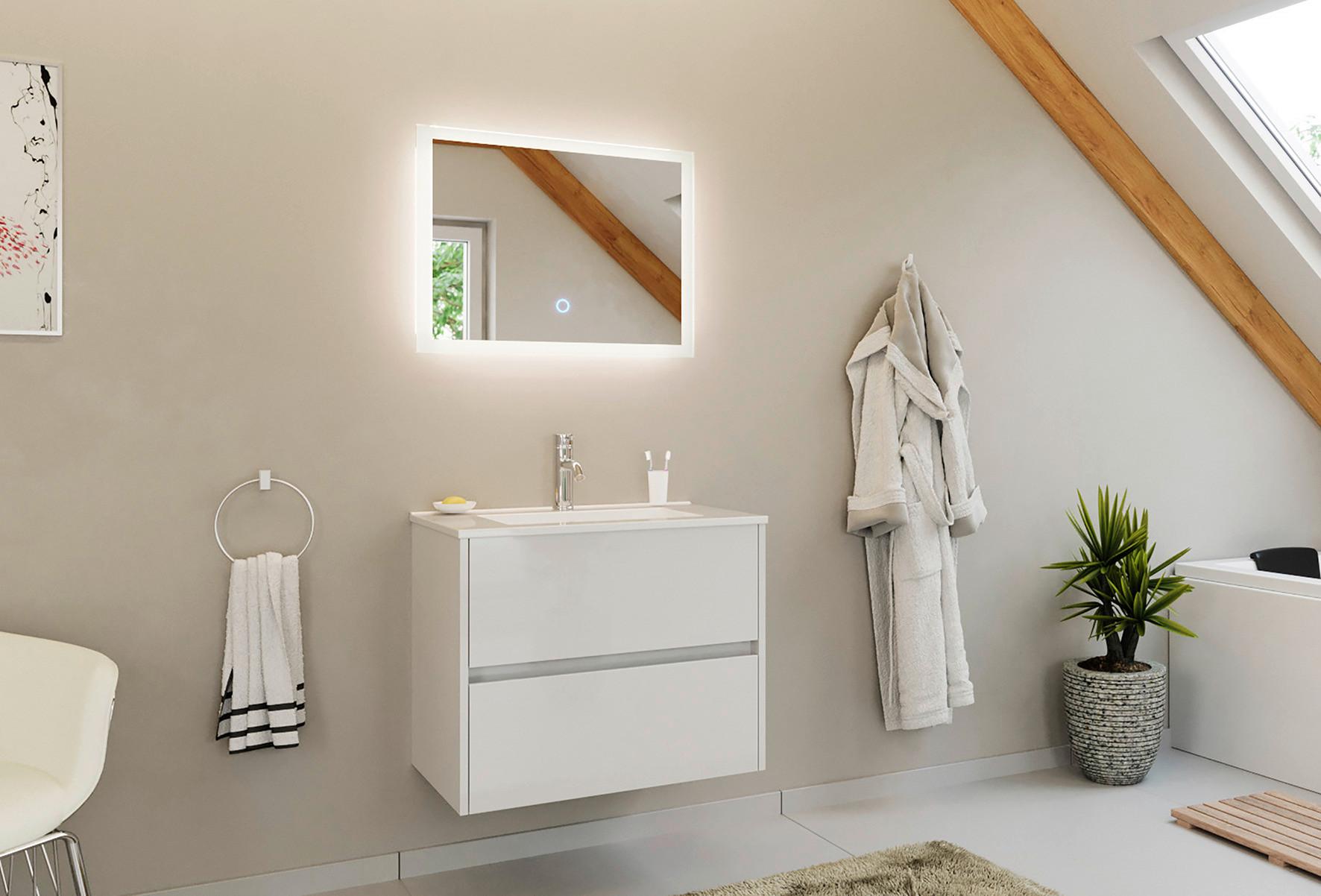 BADEZIMMER Limes, Weiß HG B: 70 cm - Weiß Hochglanz/Weiß, Basics, Keramik/Holzwerkstoff (70cm) - MID.YOU