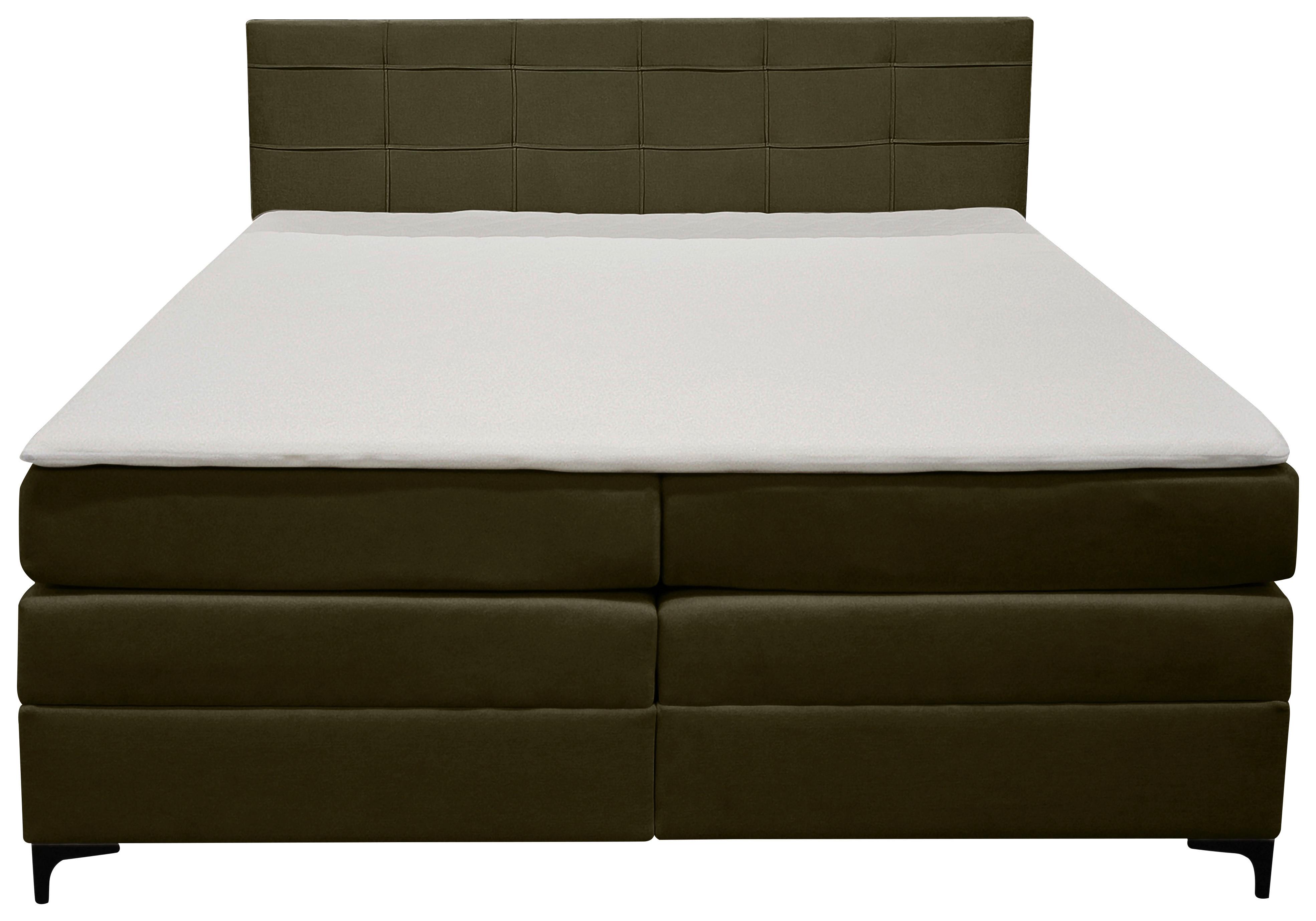 Boxspringbett Mitto mit Topper 180x200 cm - Schwarz/Grün, KONVENTIONELL, Textil/Metall (180/200cm)
