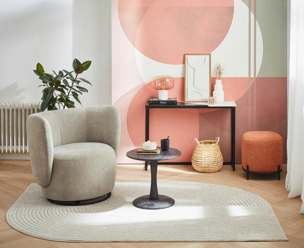 Sessel Boli Sandfarben B: 92 Cm - Sandfarben/Schwarz, Design, Textil (92/80/84cm) - Livetastic