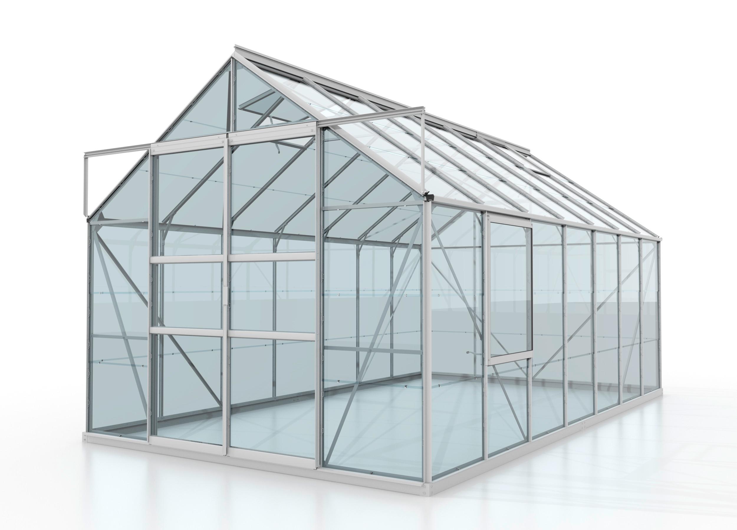 Gewächshausbausatz Meridian 2 11500 11,5 M2 Glas/metall - Alufarben, Basics, Glas/Metall (257/231,8/445cm)