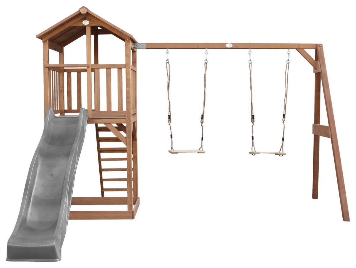 Spielturm A025.122.80 - Braun/Grau, KONVENTIONELL, Holz/Kunststoff (356,6/241,9/349cm) - Ambia Garden
