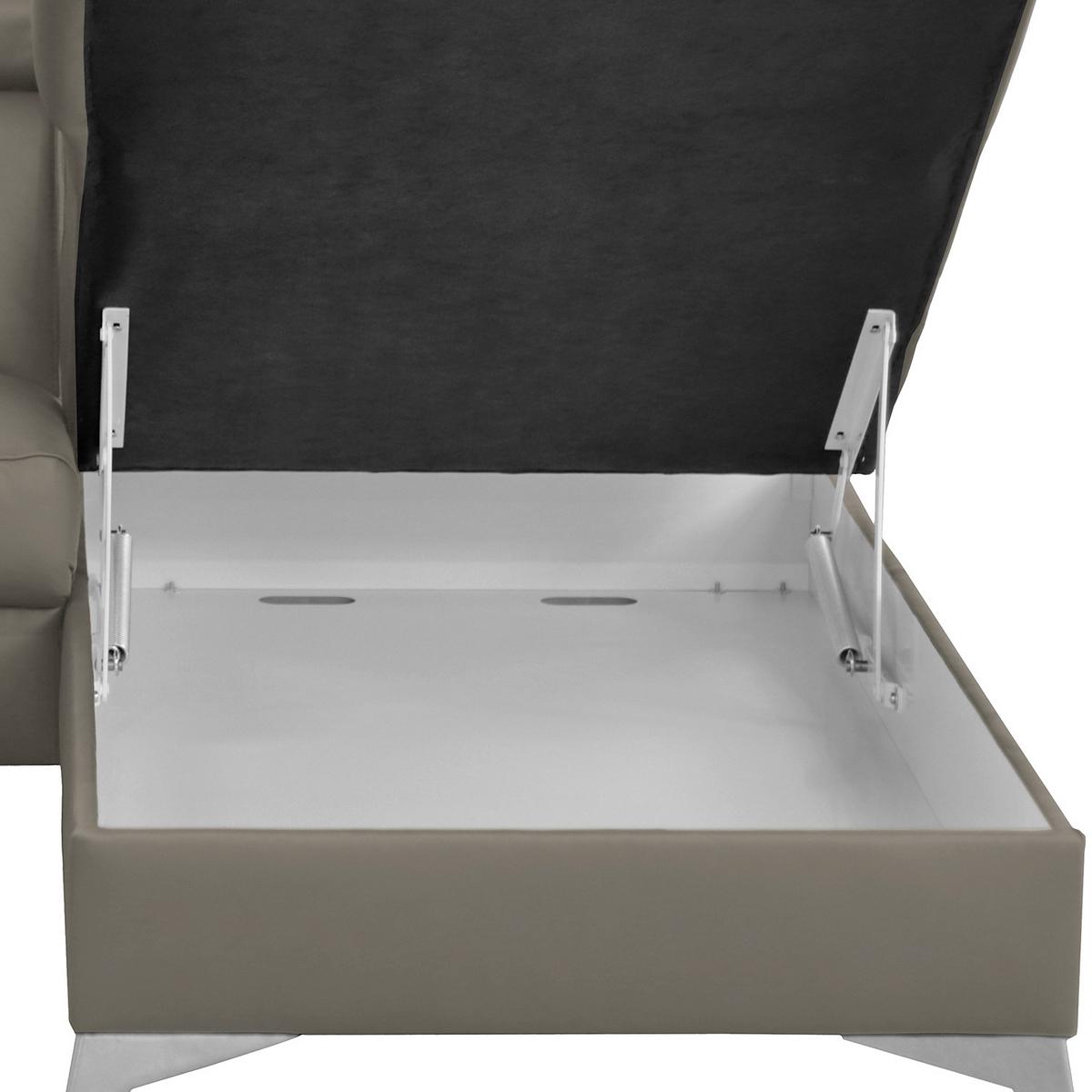 Ecksofa Lince Schlammfarben S: 257x197 Cm - Chromfarben/Schlammfarben, Design, Leder/Textil (257/197cm) - Livetastic