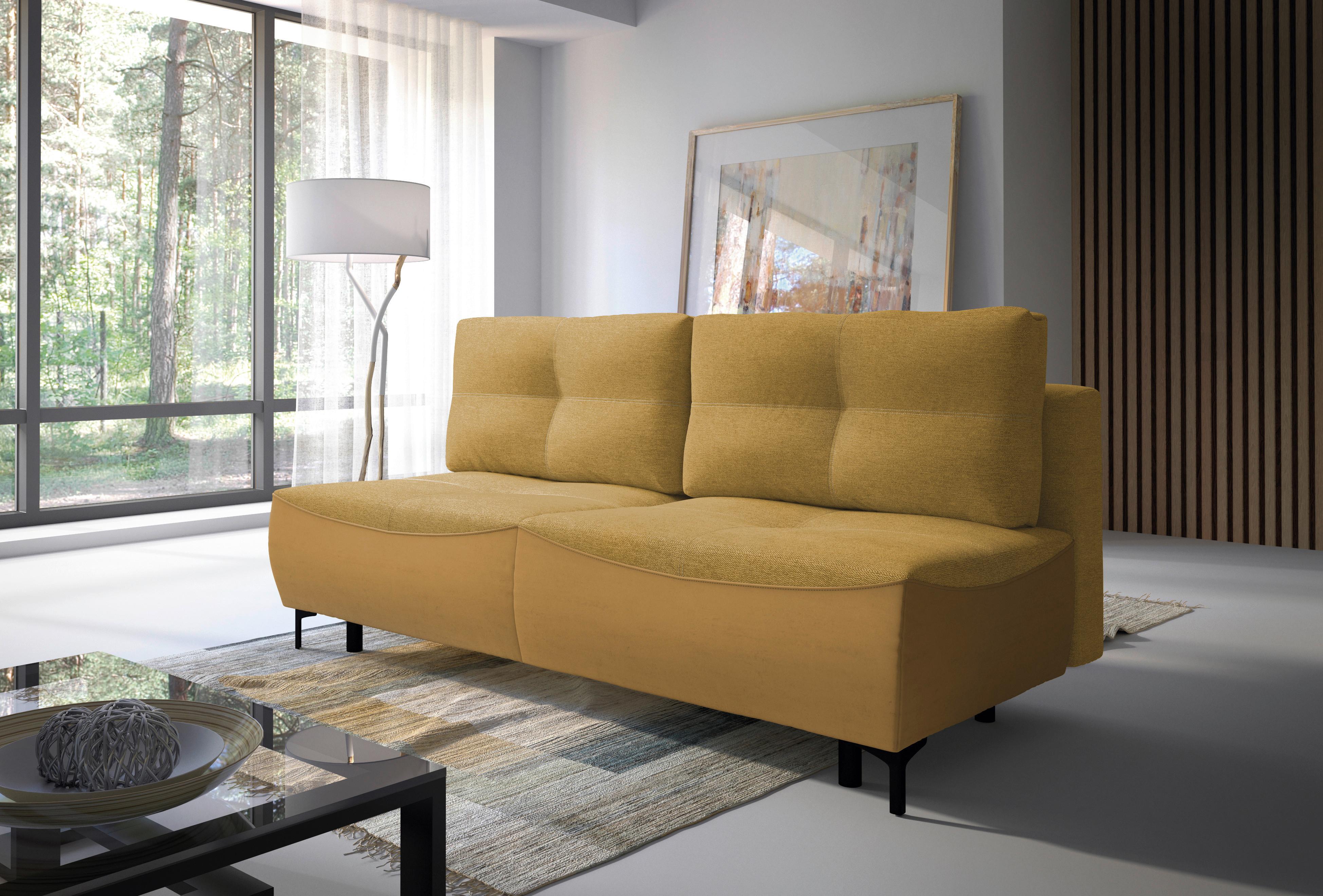 2-sitzer-sofa Mit Schlaffunktion Wendy B: 197 Cm - Gelb/Schwarz, Design, Textil (197/94/96cm) - MID.YOU