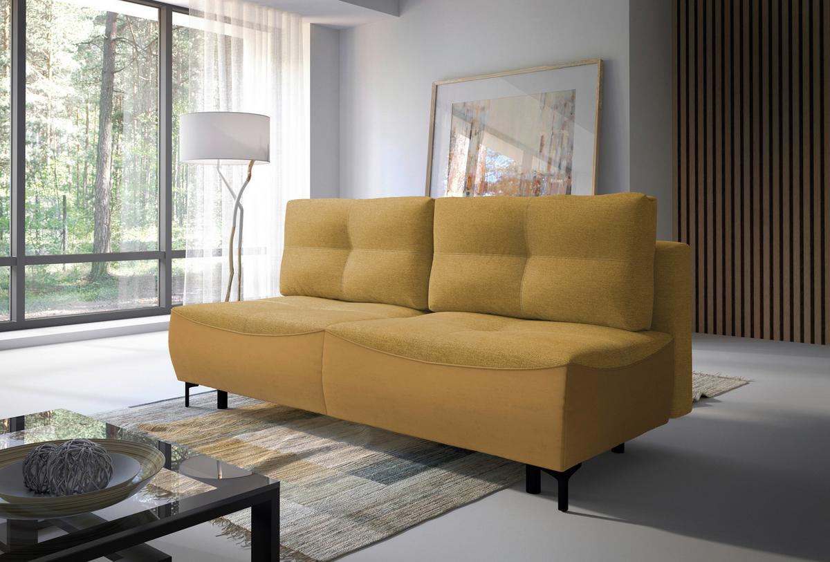 2-sitzer-sofa Mit Schlaffunktion Wendy B: 197 Cm - Gelb/Schwarz, Design, Textil (197/94/96cm) - MID.YOU