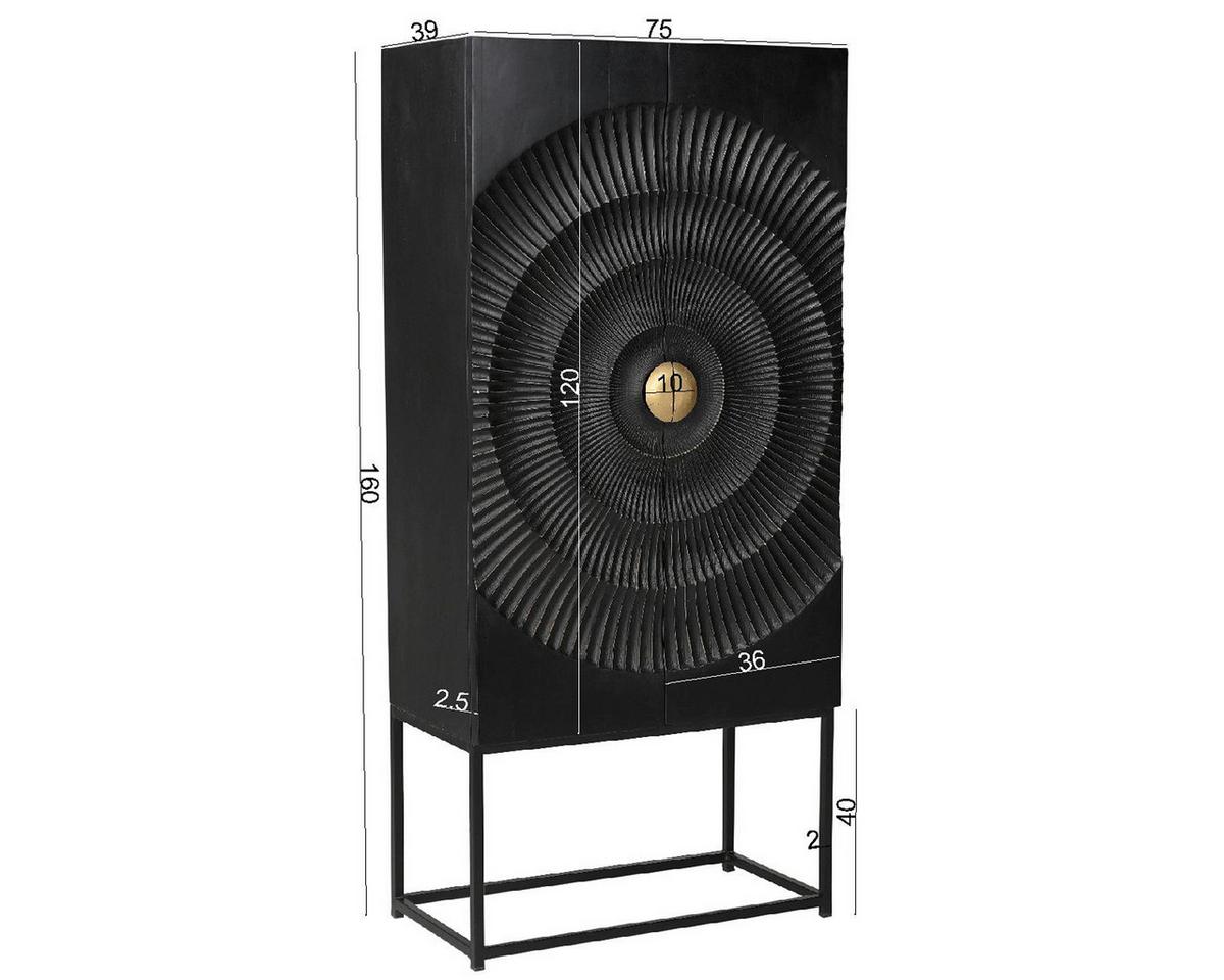 SCHRANK Schwarz/Goldfarben B: 75cm - Goldfarben/Schwarz, Design, Holz/Metall (75/160/39cm) - MID.YOU