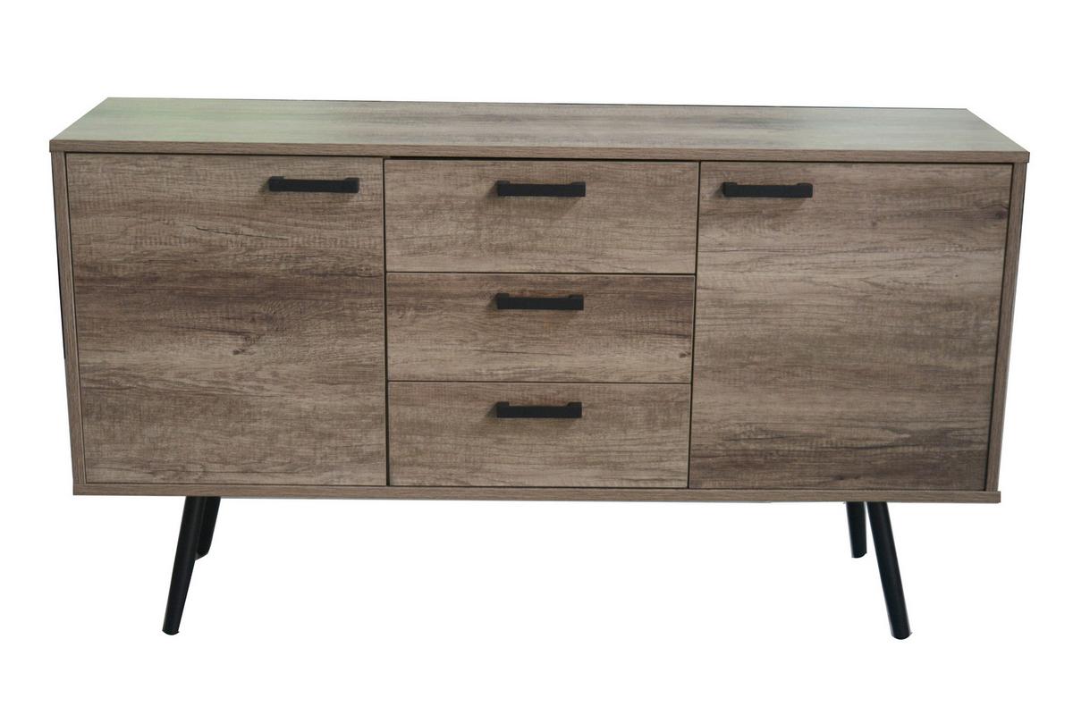 Sideboard Braun B: 150cm - Schwarz/Braun, Design, Holzwerkstoff (150/84/39,5cm) - Livetastic