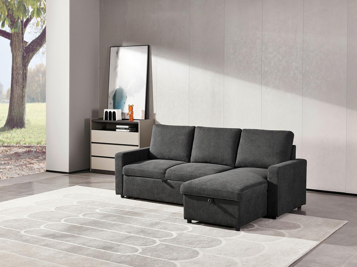 Rohová sedačka SORO, obojstranná, antracitová - čierna/antracitová, Basics, kov/drevo (227/89/148cm) - Based
