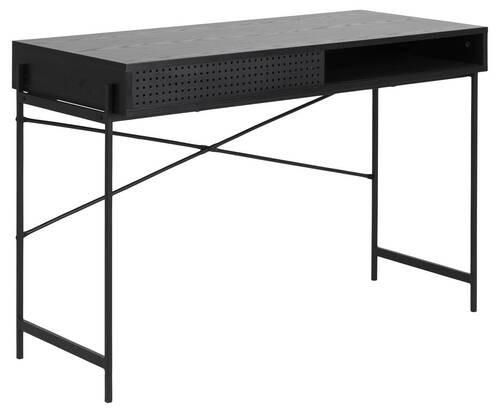 Schreibtisch mit Schiebetür B:110cm H:50cm Angus Schwarz - Schwarz, KONVENTIONELL, Holzwerkstoff/Metall (110/50/75cm) - MID.YOU