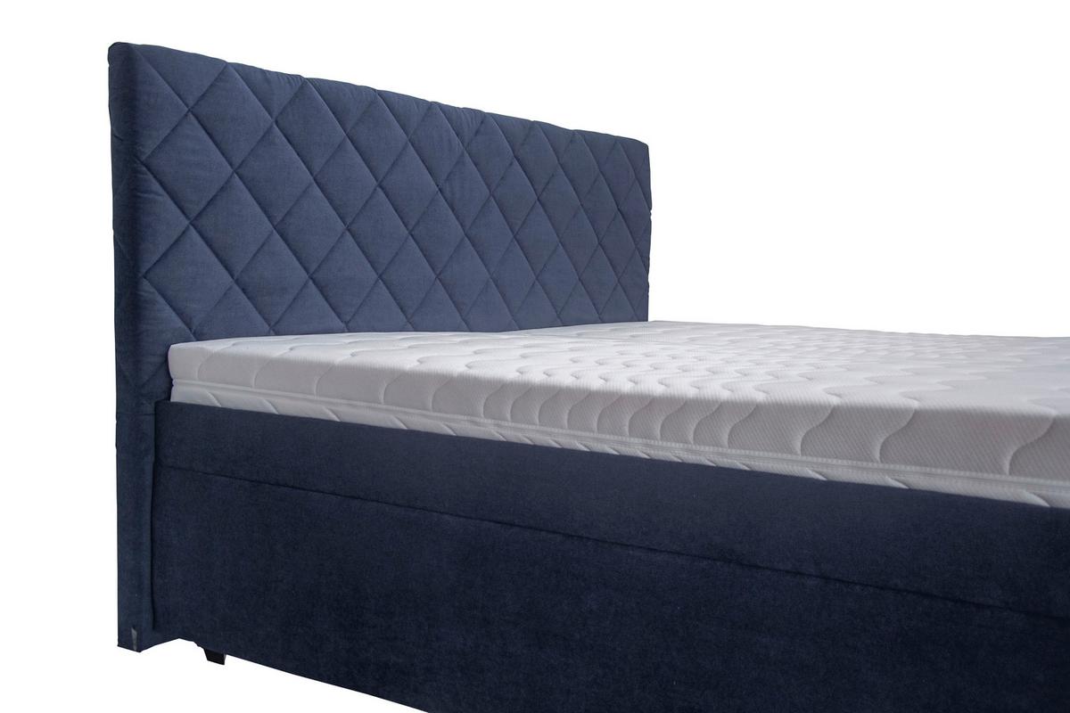 Manželská posteľ KLARA 160x200, tmavomodrá - sivá/tmavomodrá, Modern, drevo/textil (160/200cm)