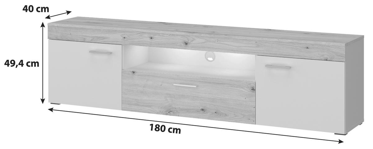 TV-Lowboard Valencia 180 cm Artisan Eiche Dekor - MODERN, Holzwerkstoff (180/49,4/40cm)