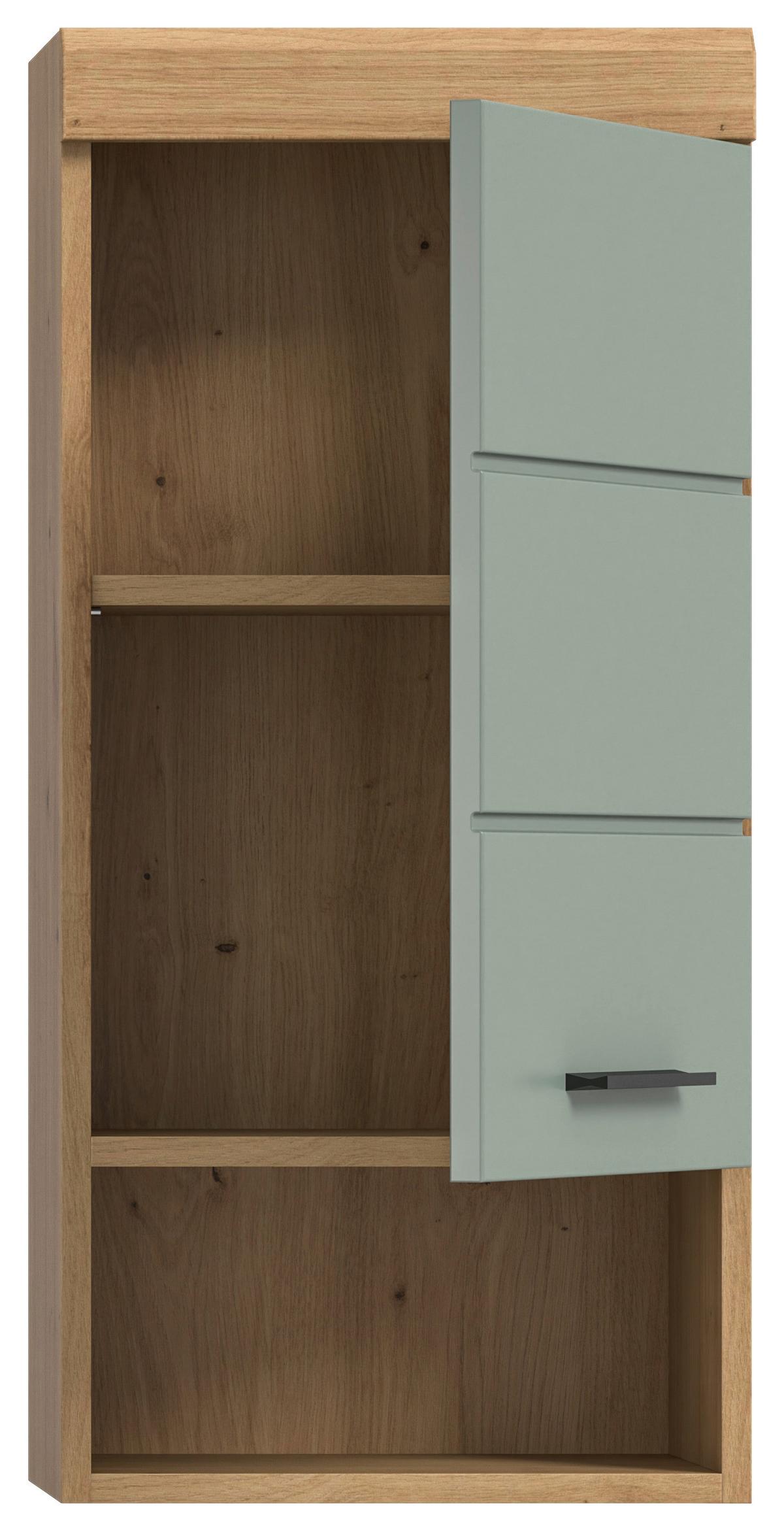 Hängeschrank Scout Eiche Artisan Dekor Salbeigrün - Salbeigrün/Schwarz, MODERN, Holzwerkstoff (37/79/24cm) - MID.YOU