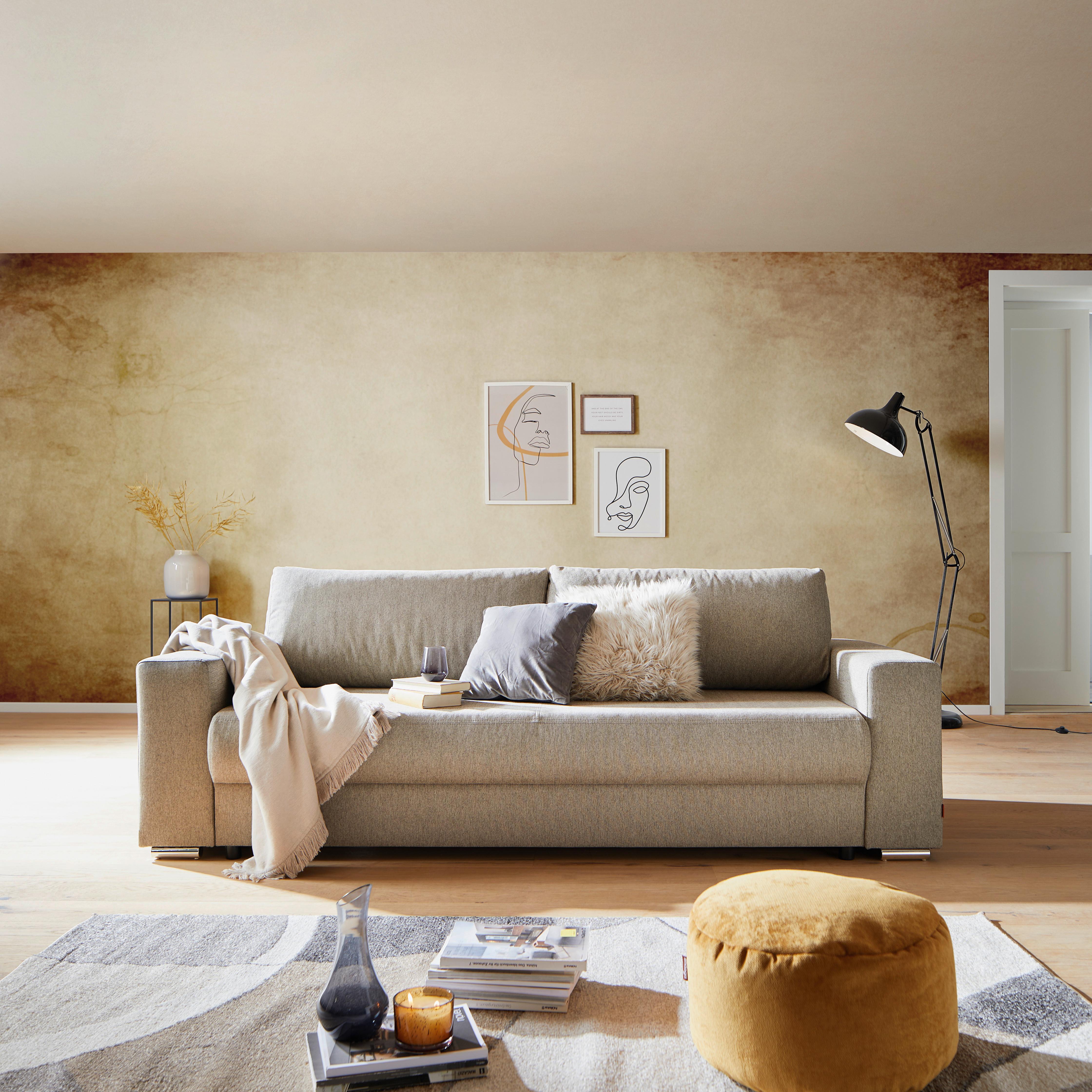 3-Sitzer-Sofa + Schlaffunktion mit Armlehnen Garcia Beige