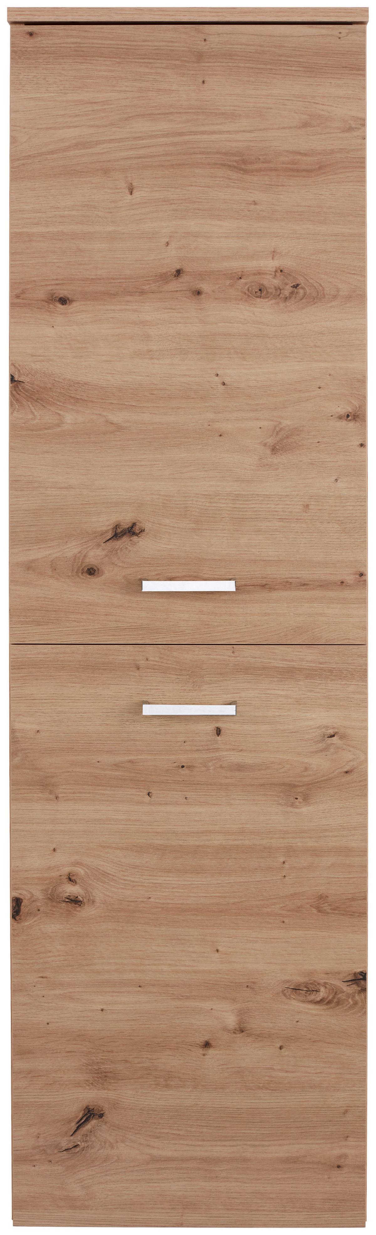 MIDI SKŘÍŇKA BERGAMO - barvy dubu/barvy hliníku, Konvenční, kov/kompozitní dřevo (40/142,8/33cm)