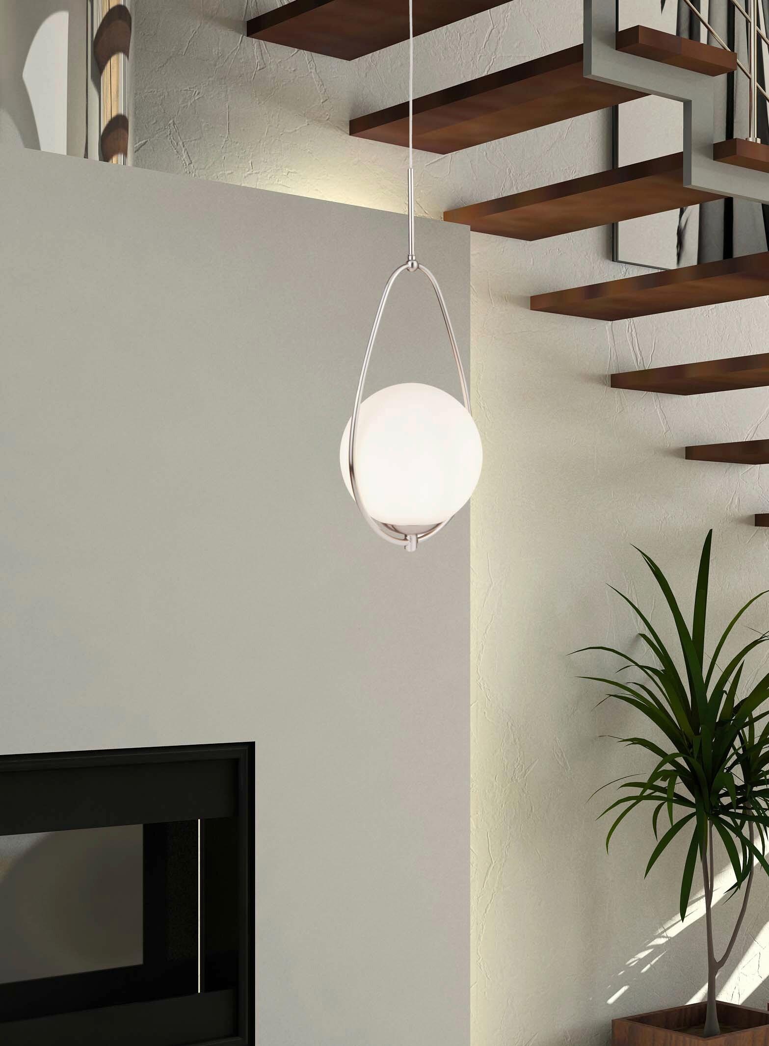 Hängeleuchte Avalon H: 150 cm 1-Flammig, höhenverstellbar - Silberfarben, Design, Glas/Metall (23/150/19cm)