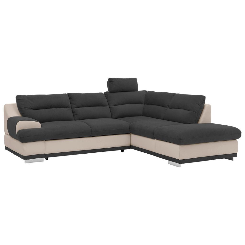 Ecksofa mit Schlaffunktion & mit Bettkasten Seaside Schwarz/Sandfarben
