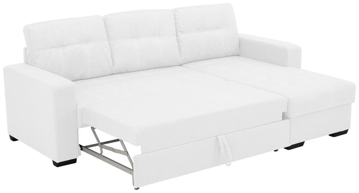 Eckschlafsofa Mediolan Weiß S: 240x160 cm - Schwarz/Weiß, Design, Textil (240/160cm) - Livetastic