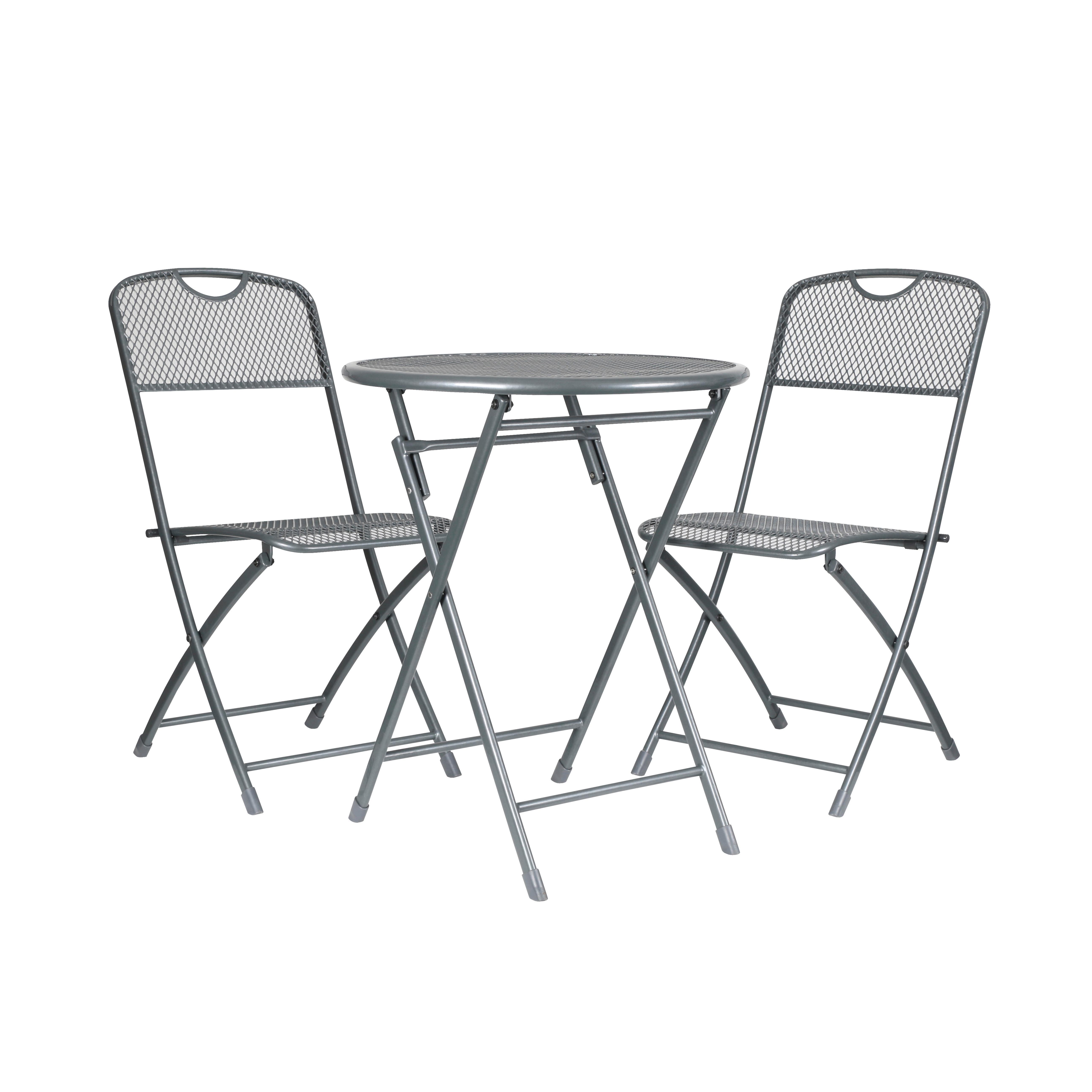 Balkonmöbel Set Estera Stahl/Kunststoff - Grau, KONVENTIONELL, Kunststoff/Metall (36cm)